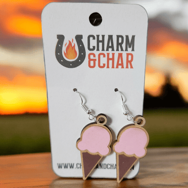 Fun Ice Cream Cone Dangle Earrings - Sweet and Stylish - Dangle Earring - Charm and Char